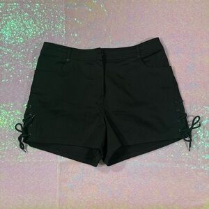 Willi Smith Black Lace Up High-Rise Shorts (6) ★彡